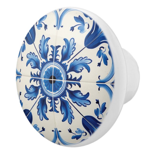 Cute faux tile Portuguese  Ceramic Knob (Right)