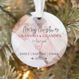 Cute Faux Vellum Love You Grandparents Christmas Ornament