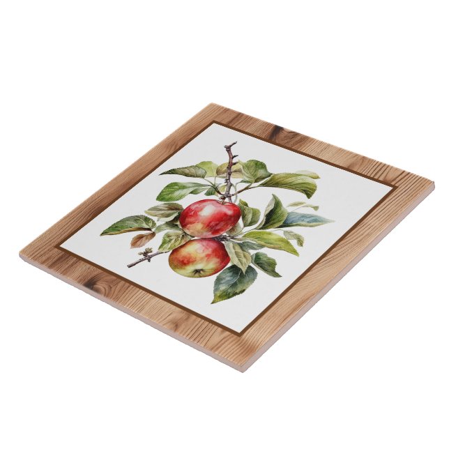 Cute faux wood basket apples kitchen tile (Side)