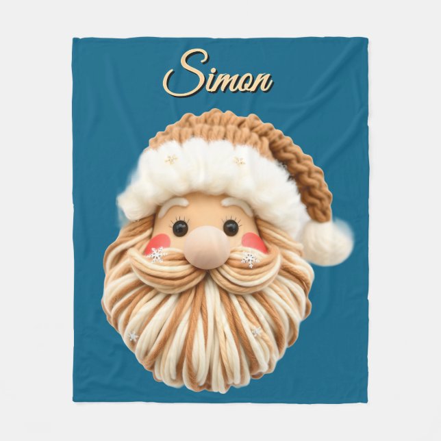 Cute Faux Yarn Christmas Santa crochet  Fleece Blanket (Front)