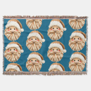 Cute Faux Yarn Christmas Santa crochet  Throw Blanket