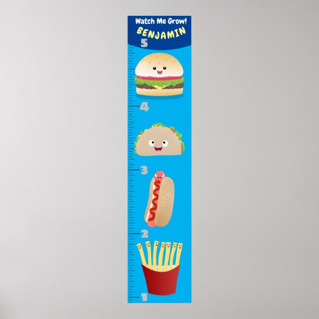 Cute favourite meal cartoon growth chart (Front)