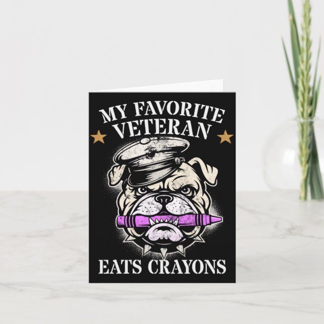 Cute Favourite Veteran Eats Crayons Squad Military Card (Front)