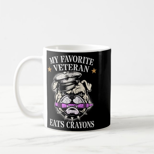 Cute Favourite Veteran Eats Crayons Squad Military Coffee Mug (Left)