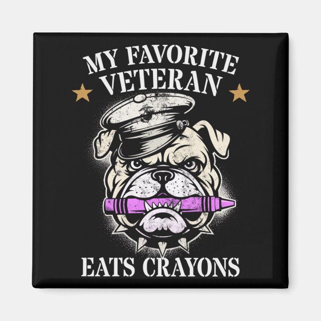 Cute Favourite Veteran Eats Crayons Squad Military Magnet (Front)