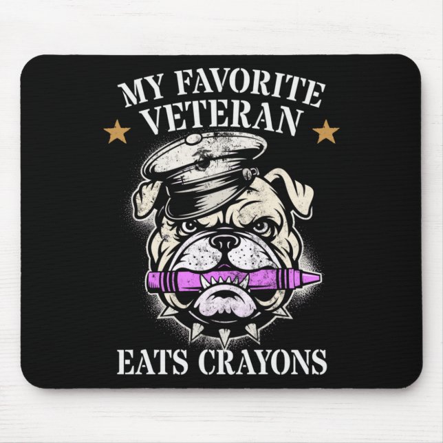Cute Favourite Veteran Eats Crayons Squad Military Mouse Pad (Front)