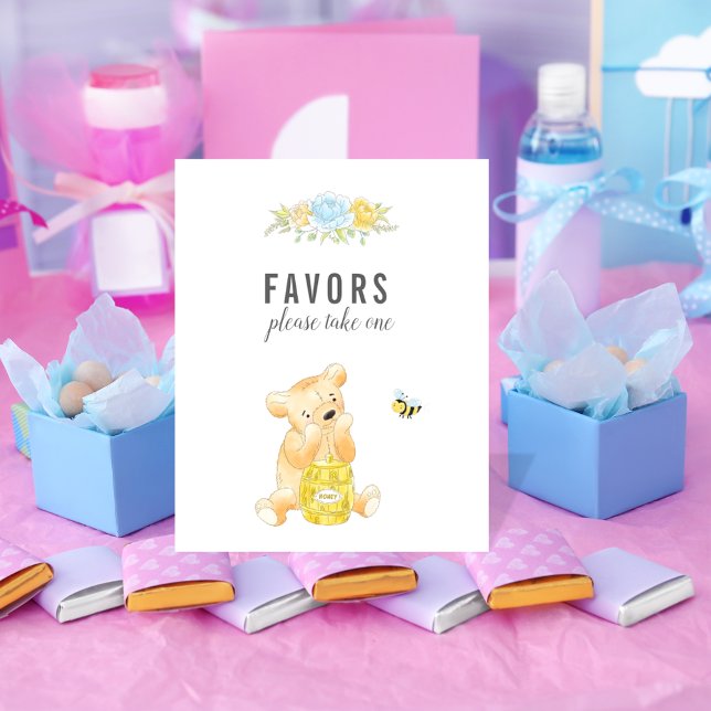 Cute Favours Table Boy Teddy Bear Baby Shower Poster (Creator Uploaded)