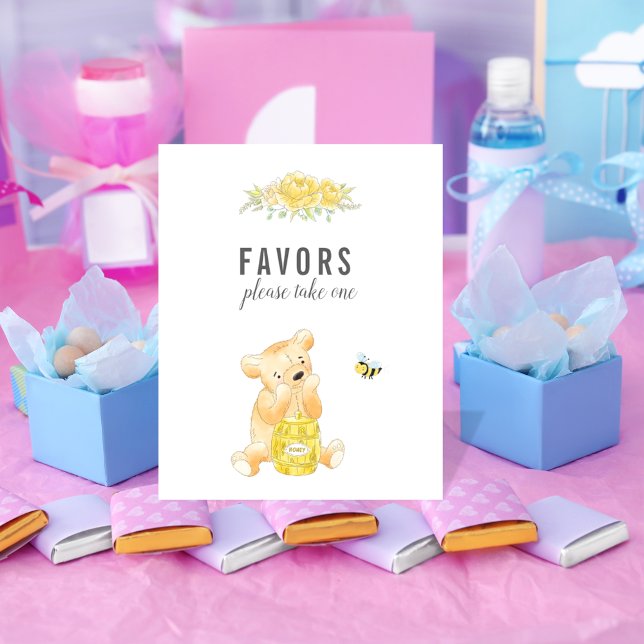 Cute Favours Table Teddy Bear Gender Reveal Poster (Creator Uploaded)