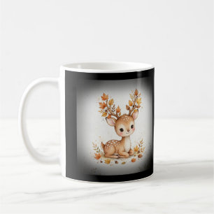 Cute Fawn Autumn Leaves Coffee Mug