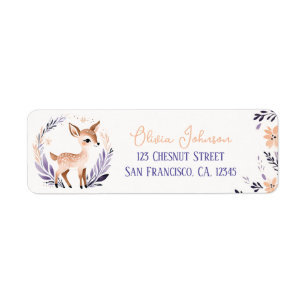 Cute Fawn Boho Floral Design - Return Address