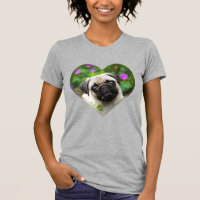 Cute Fawn Colored Pug Puppy Dog Face Pet Heart
