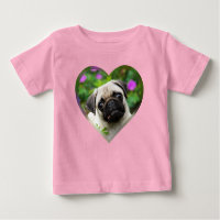 Cute Fawn Coloured Pug Puppy Dog Face Pet Photo -