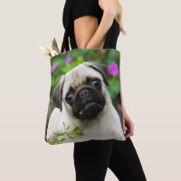 Cute Fawn Coloured Pug Puppy Dog Portrait Shopper