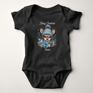 cute fawn/deer Christmas holiday T-Shirt Baby Bodysuit