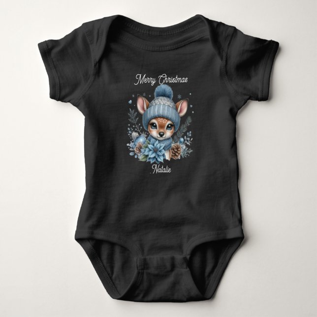 cute fawn/deer Christmas holiday T-Shirt Baby Bodysuit (Front)