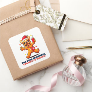 Cute Fawn French Bulldog Puppy Christmas Cookie Square Sticker
