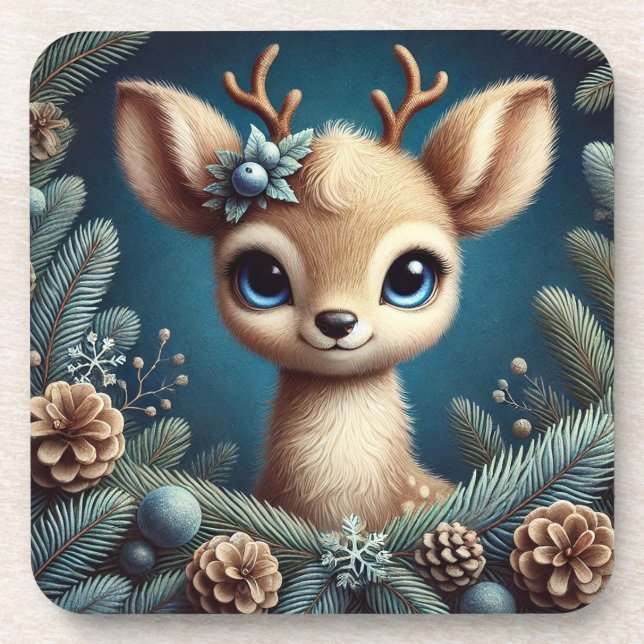 Cute Fawn Illustration Coaster (Front)