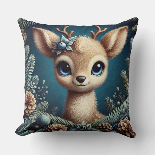 Cute Fawn Illustration Cushion (Front)