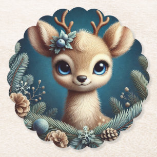 Cute Fawn Illustration Paper Coaster
