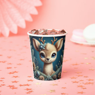 Cute Fawn Illustration Paper Cups