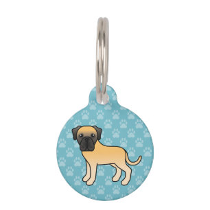 Cute Fawn Old English Mastiff And Custom Info Pet Tag