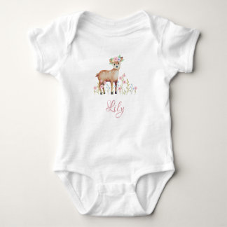 Cute Fawn Personalised Baby Girl Jersey Bodysuit