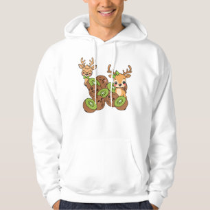 Cute Fawns and Kawaii Kiwi Fruits Hoodie