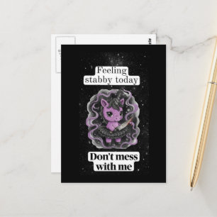 Cute Feeling Stabby Purple Unicorn Don't Mess With Postcard
