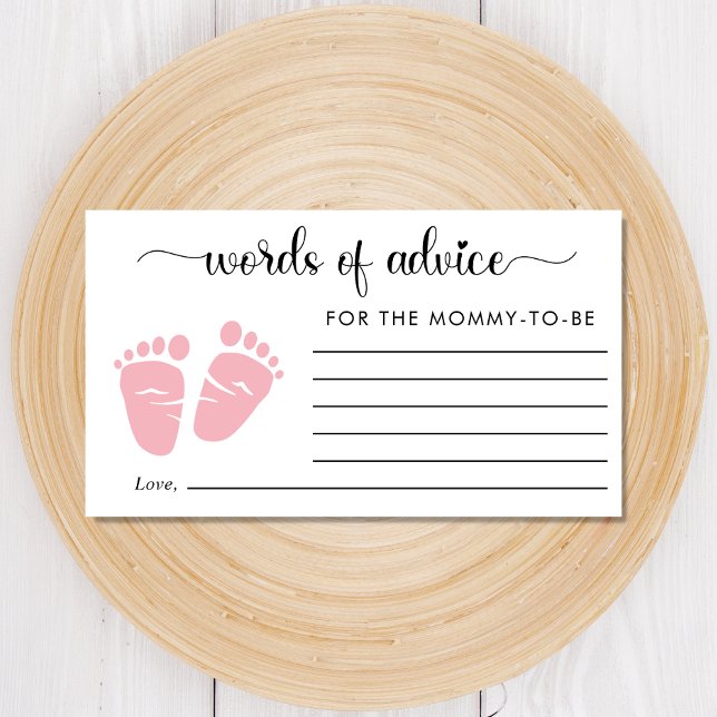 Cute Feet Baby Girl Shower Words of Advice Enclosure Card (Creator Uploaded)