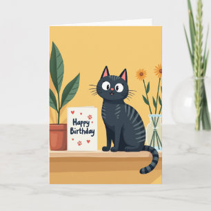 Cute Feline Art Birthday Card