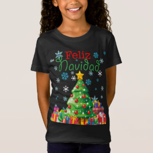 Cute Feliz Navidad Christmas Tree Spanish Mexican  T-Shirt