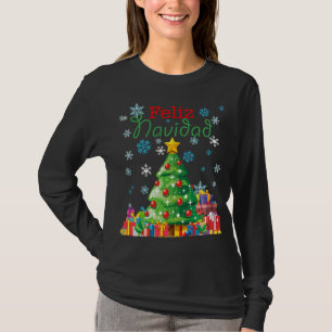 Cute Feliz Navidad Christmas Tree Spanish Mexican T-Shirt