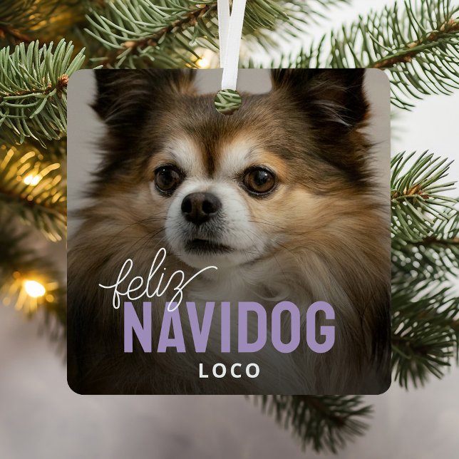 Cute Feliz Navidog Pet Photo Christmas Metal Tree Decoration (Creator Uploaded)