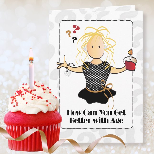 Cute Female Cartoon Sweet Classy Happy Birthday  Card (Creator Uploaded)