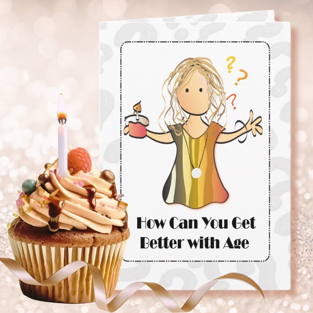 Cute Female Cartoon Sweet Saying Modern Birthday Card (Creator Uploaded)