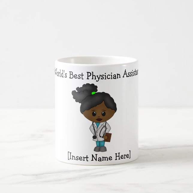 Cute Female Physician Assistant - Black / African  Coffee Mug (Center)