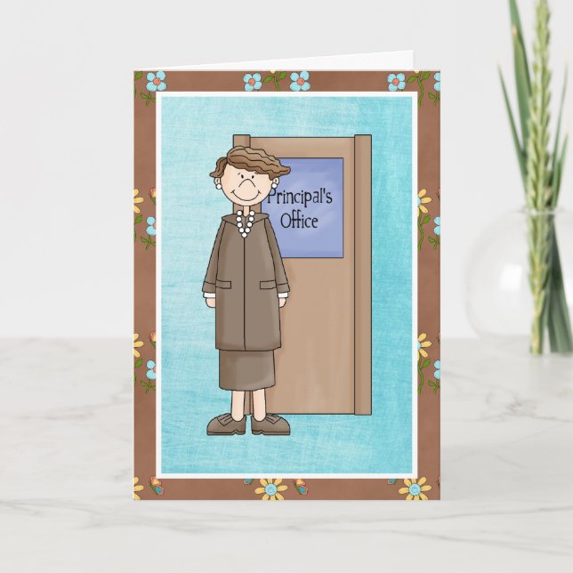 Cute Female School Principal Appreciation Thank You Card (Front)
