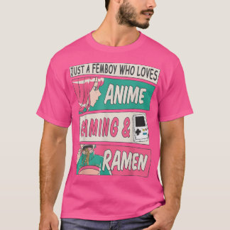 Cute Femboy Anime Gaming & Ramen Design  Sissy Man T-Shirt
