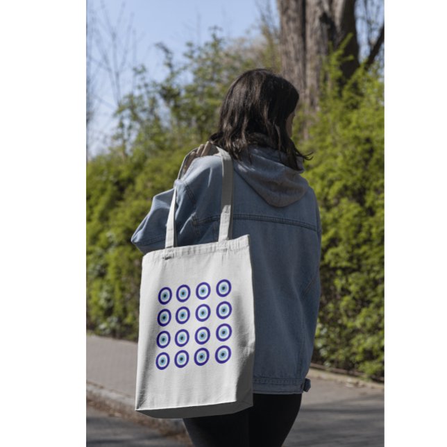 Cute Feminine Blue Mediterranean Greek Eye Tote Bag (Creator Uploaded)
