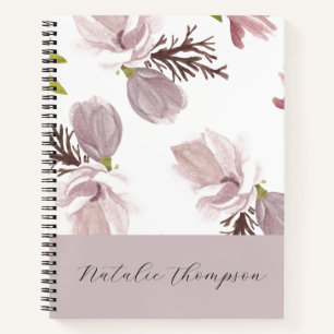 Cute feminine botanical monogram script name notebook
