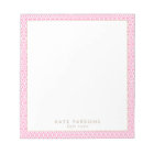 Cute Feminine Pink Lattice Pattern Notepad