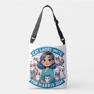 Cute Feminist Profession Childless Cat Lady Harris Crossbody Bag