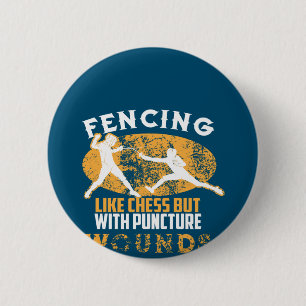 Cute Fencing Like Chess But With Puncture Wounds 6 Cm Round Badge