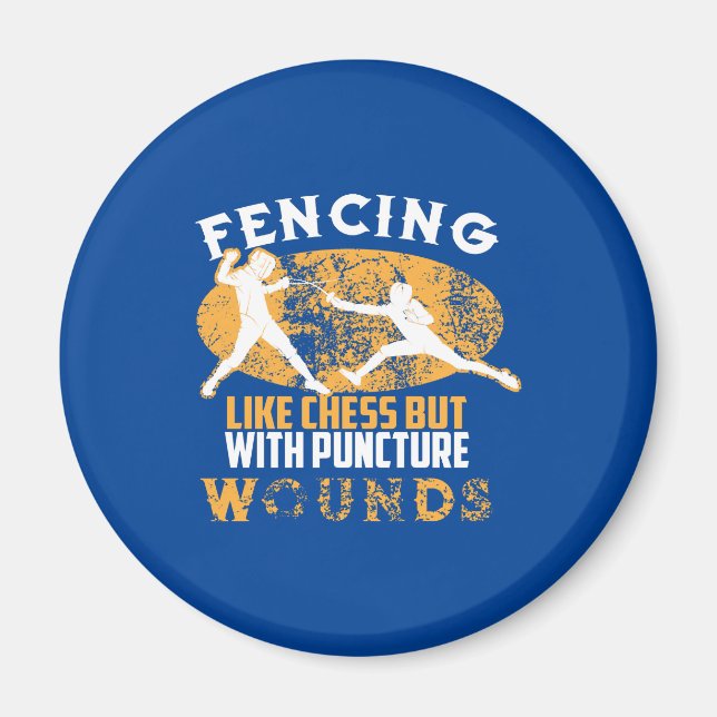 Cute Fencing Like Chess But With Puncture Wounds Magnet (Front)