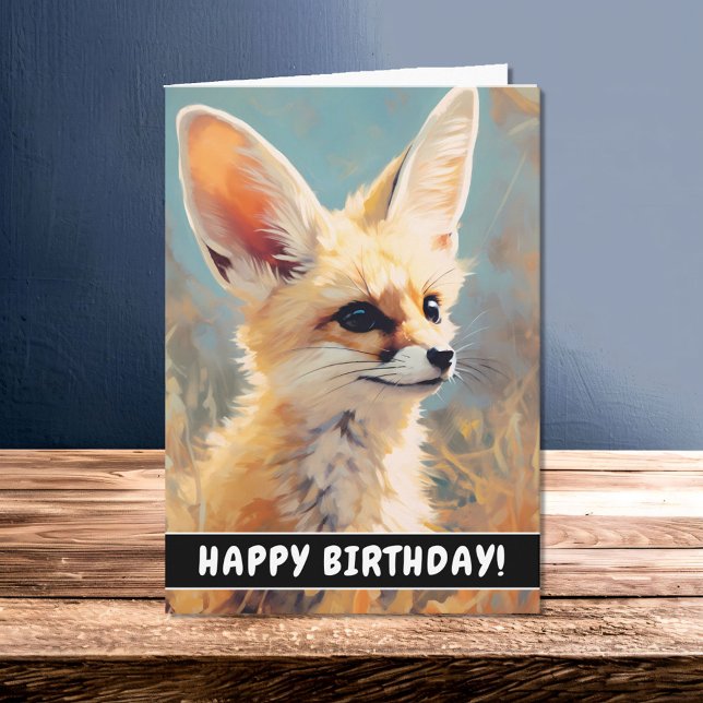 Cute Fennec Fox Adorable Portrait Birthday Card (Creator Uploaded)