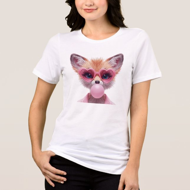 Cute Fennec Fox Bubblegum T-Shirt Tri-Blend Shirt (Front)