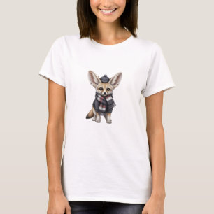 Cute Fennec Fox in Winter Outfit Illustration T-Shirt