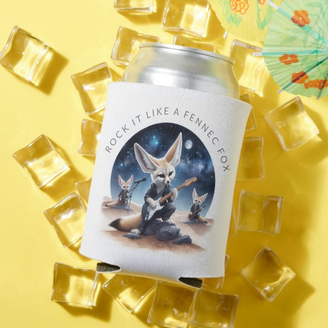 Cute Fennec Foxes Rocking Acoustic Guitars Can Cooler (In Situ Summer)