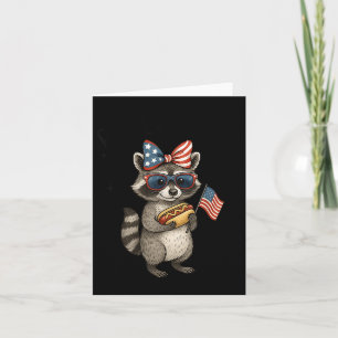 Cute Feral But Free Funny Racoon 4th Of July Patr Card