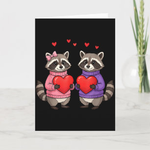 Cute Feral Raccoon Valentine Love Heart Animal  Card